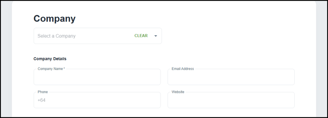 New project page - company detials and address info 3