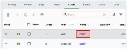 To find QC forms in the Stacks, Panels, or Jobs tabs, click an item first.