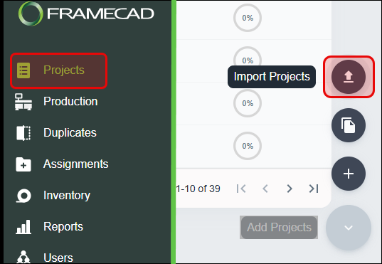Nexa - Projects - Select Import Projects