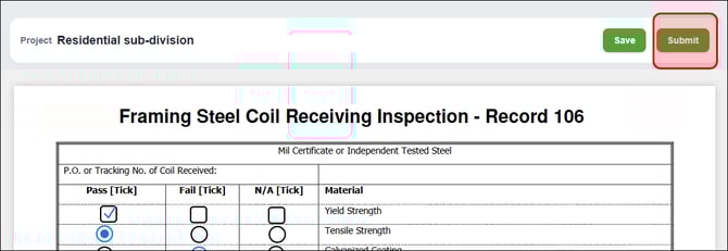 Nexa - Reports - Submitting a qc form