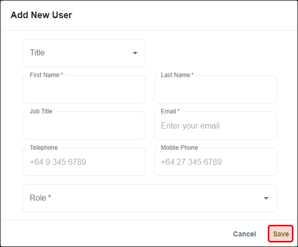 Nexa - Users - Add New User dialog